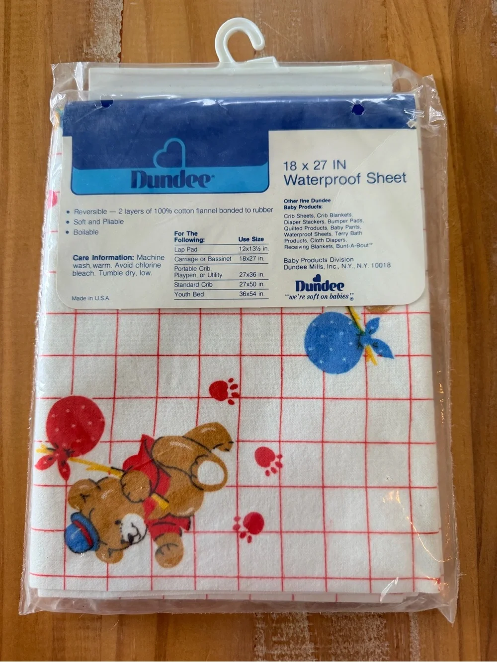 Vtg DUNDEE Bassinet Waterproof Sheet BEARS 100% Cotton Fits 18x27 NOS